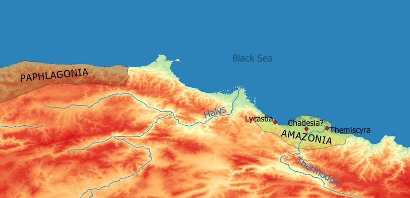 Map of Amazonia and the geography of northern Anatolia.