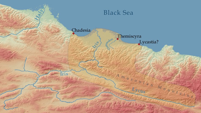 After: The Thermodon became equated with the Terme River, which is separate from the Iris River. This was how it was by Strabo's time, and how it still is today.