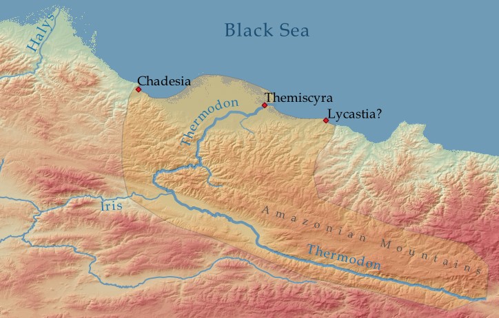 Map of the course of the ancient Thermodon River.